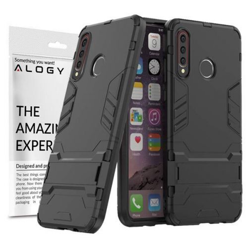 Etui alogy stand armor do huawei p30 lite czarne + szkło