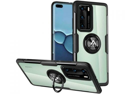 Etui alogy ring holder clear armor do huawei p40 czarne + szkło alogy