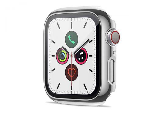 Etui obudowa  alogy 2w1 nakładka ze szkłem do apple watch 4/5/6/se 44mm srebrna