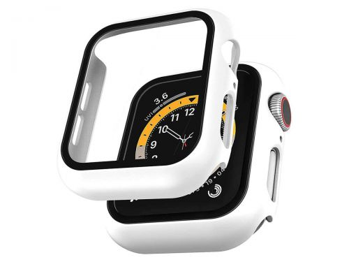 Obudowa alogy 2w1 nakładka ze szkłem do apple watch 4/5/6/se 40mm biała