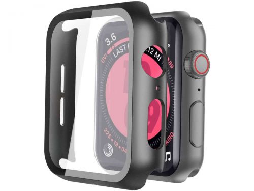 Obudowa alogy 2w1 nakładka ze szkłem do apple watch 4/5/6/se 40mm czarna