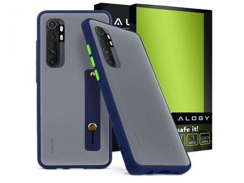 Etui alogy bumper case z paskiem do xiaomi mi note 10 lite granatowe