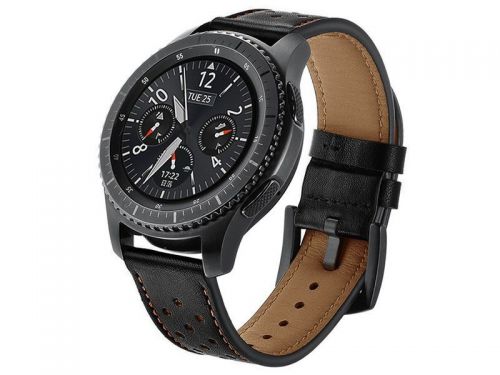 Pasek alogy skóra leather band do samsung watch active 2 (20mm) czarny