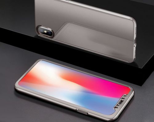Etui voero 360 apple iphone x/xs błyszczące srebrne + szkło