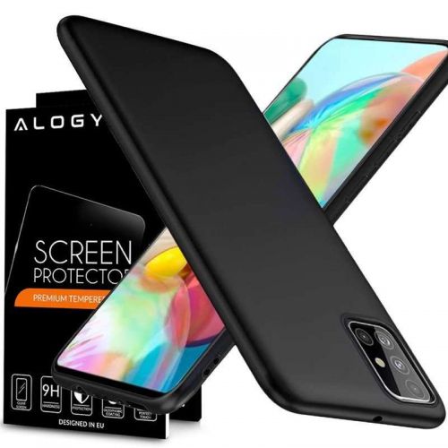 Etui silikonowe alogy slim case do samsung galaxy a71 czarne + szkło alogy