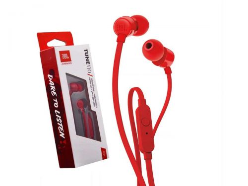 Słuchawki jbl t110 przewodowe z mikrofonem douszne czerwone
