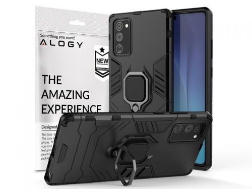 Etui alogy stand ring armor do samsung galaxy note 20 czarne + szkło 3mk