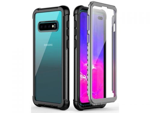 Etui alogy pancerne rugged full-body do samsung galaxy s10 plus szaro-czarne