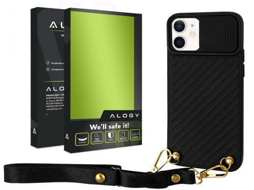 Etui ochronne crossbody alogy z paskiem na ramię do iphone 11 czarne