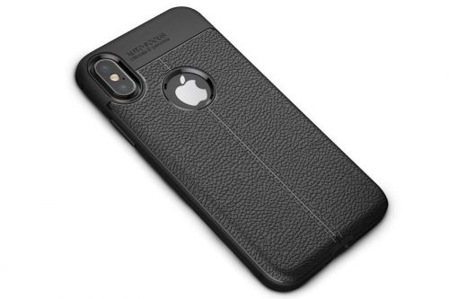 Etui pancerne alogy leather case - apple iphone x xs czarne + szkło